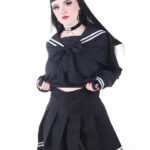 Camisa seifuku manga larga negro