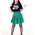 Pollera tablas verde lisa