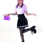 Pollera tablas negra con linea blanca