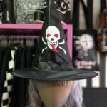 Sombrero Bruja calavera blanca y roja