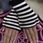 Guante Miton Rayado blanco