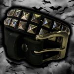 Cinto cuero 2 filas tacha chica