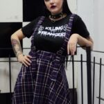 Pollera tiradores escoses violeta