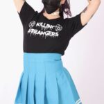 Pollera turquesa con linea