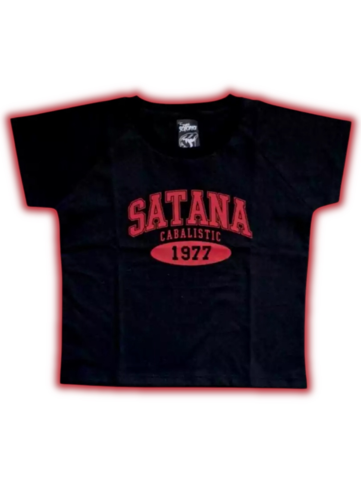 Remera Baby tee Satana estampada