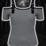 Remera Hebillas Rayada Gris y negro