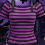 Remera Hebilla Rayada Fuscia y negro