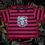 Crop top rayado crimson navideño