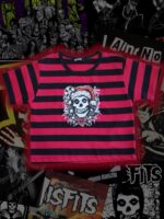 Crop top rayado crimson navideño