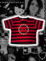 Crop top rayado MCR logo brazalete