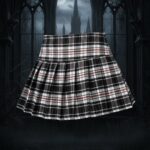 Pollera escoces blanca roja y negra