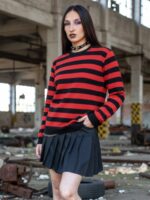 Sweater Rayado Rojo y Negro