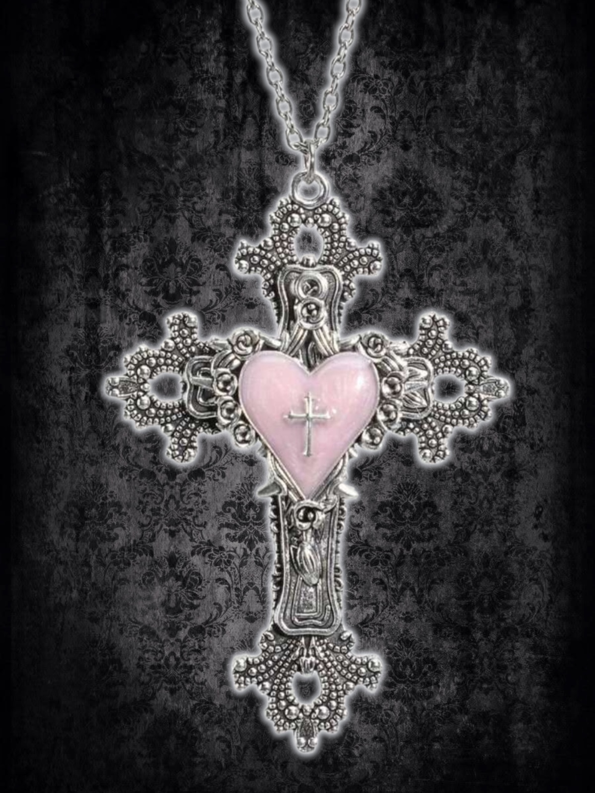 cadena cruz dark pink Collar Cruz rosado - Imagen 1
