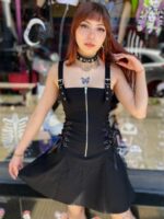 Vestido bengalina acordonado